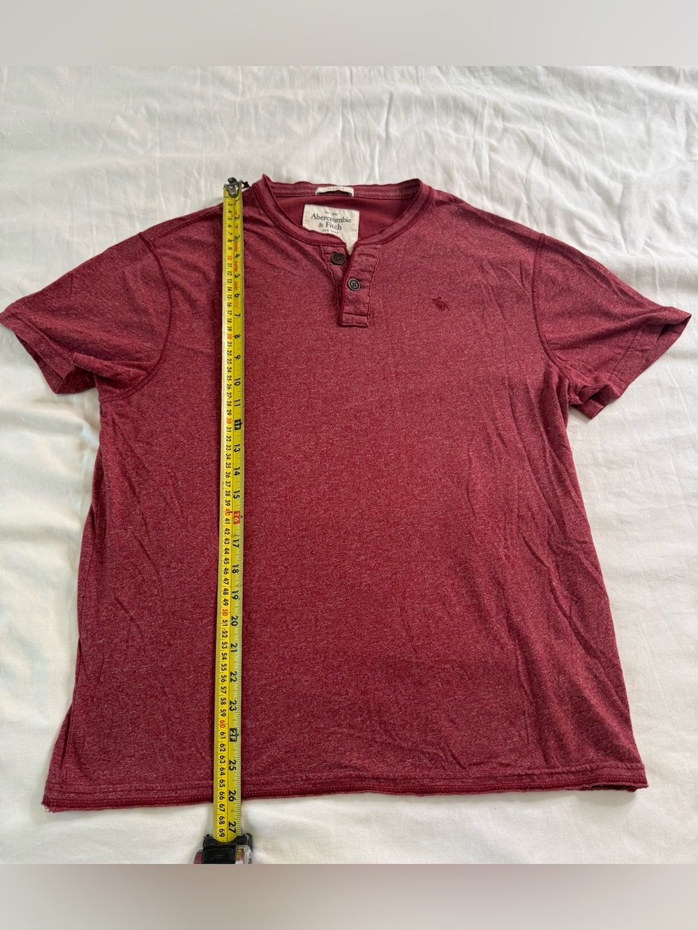 Abercrombie Classic Burgundy Henley Tee L - Picture 8 of 10